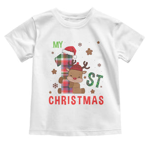 My First Christmas Cute Reindeer Santa Hat Toddler T Shirt TS11 White Print Your Wear