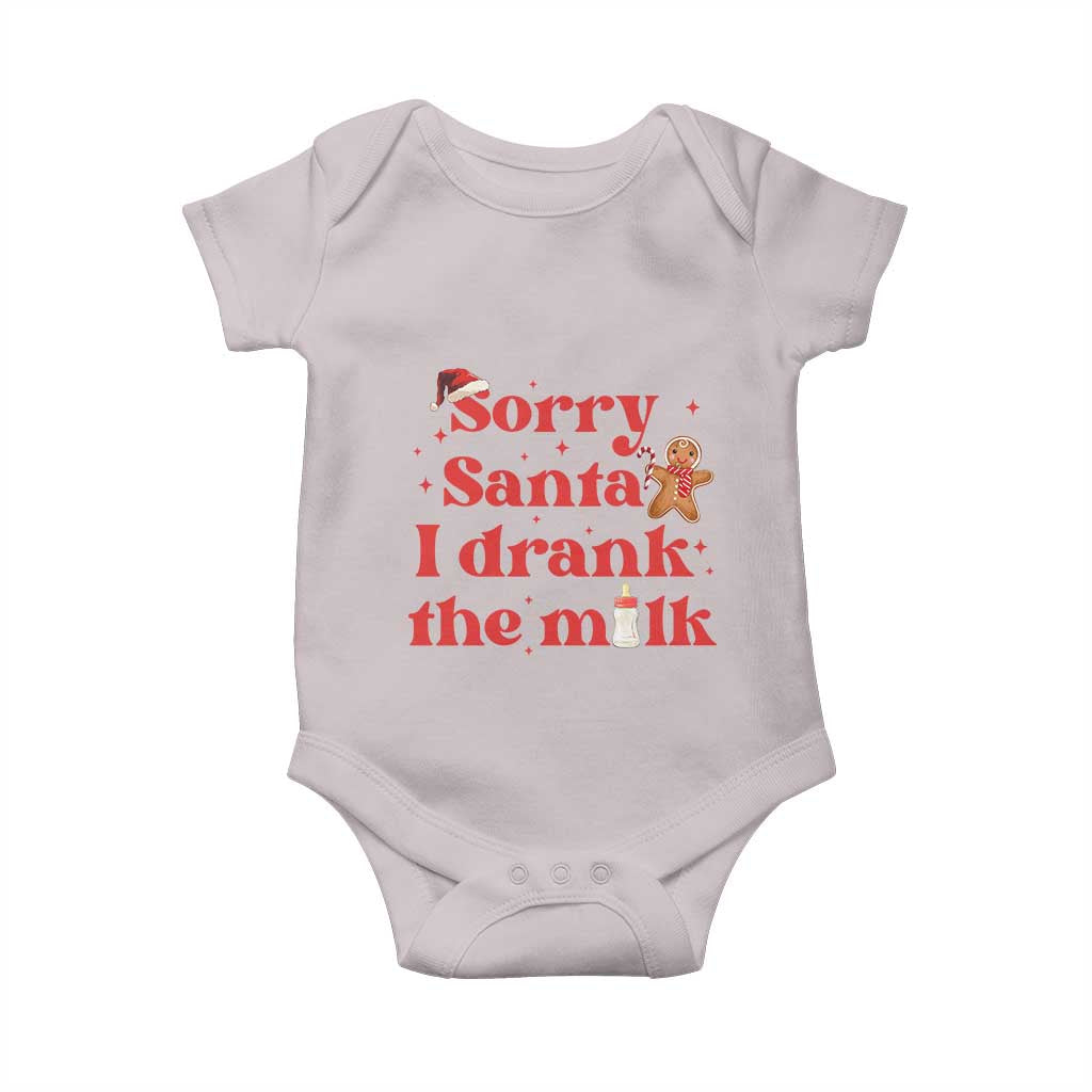 Funny First Christmas Baby Onesie Sorry Santa I Drank The Milk Gingerbread TS11 Ice Gray Print Your Wear