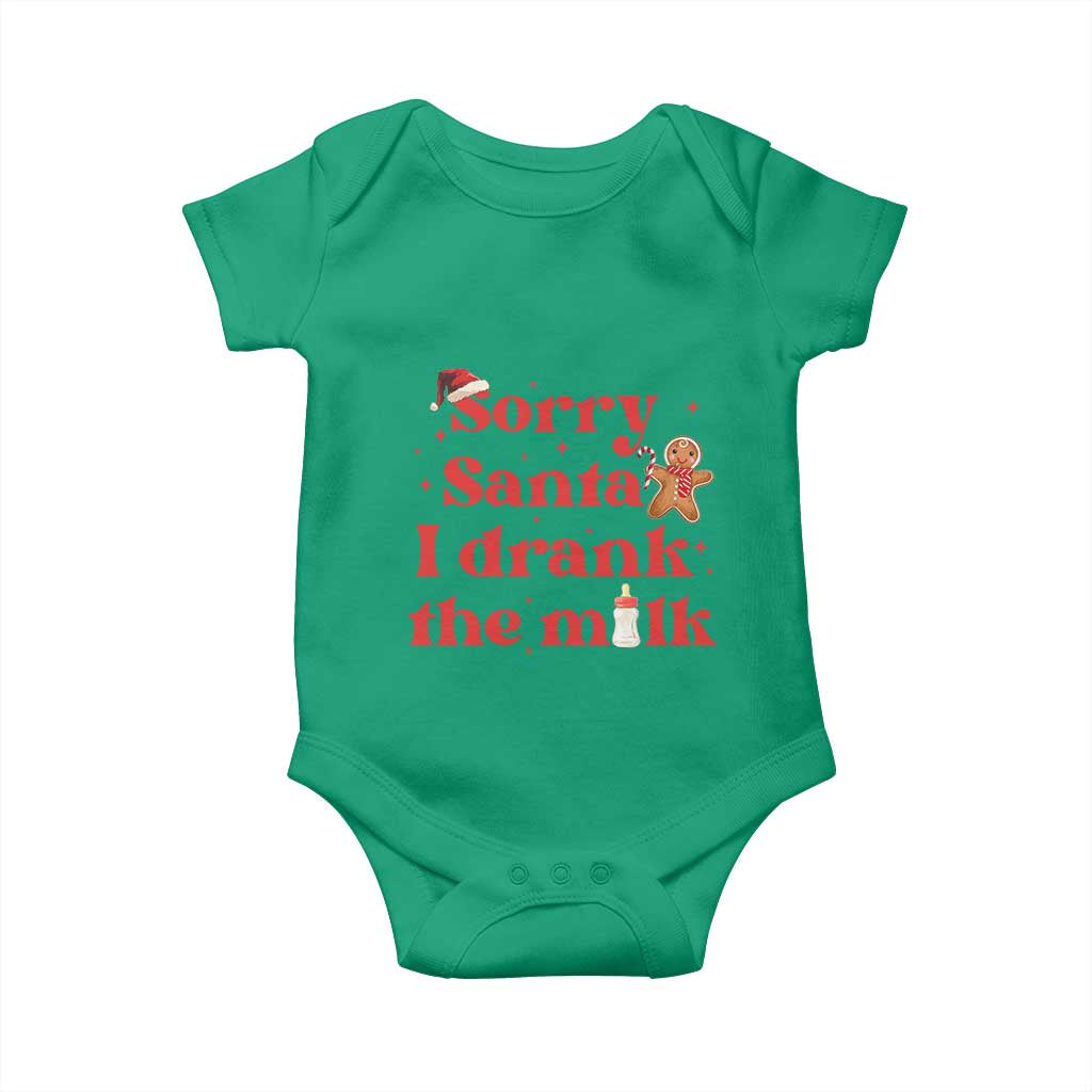 Funny First Christmas Baby Onesie Sorry Santa I Drank The Milk Gingerbread TS11 Irish Green Print Your Wear