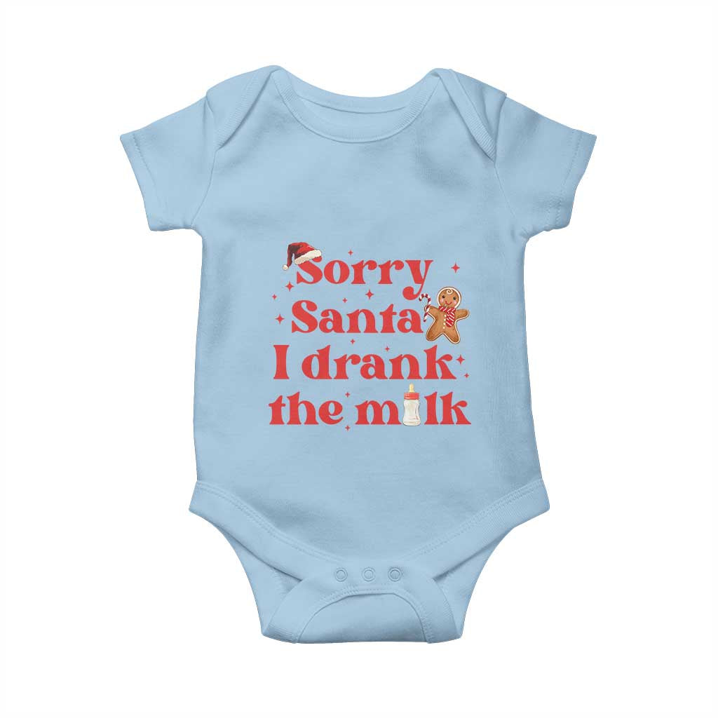 Funny First Christmas Baby Onesie Sorry Santa I Drank The Milk Gingerbread TS11 Light Blue Print Your Wear