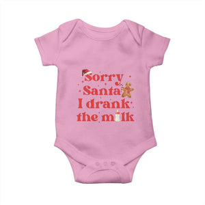 Funny First Christmas Baby Onesie Sorry Santa I Drank The Milk Gingerbread TS11 Light Pink Print Your Wear