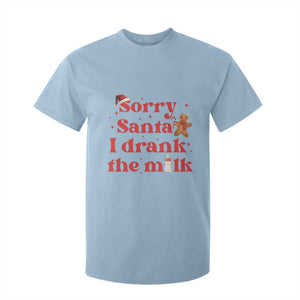 Funny First Christmas T Shirt For Kid Sorry Santa I Drank The Milk Gingerbread TS11 Light Blue Print Your Wear