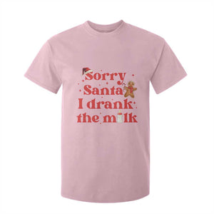 Funny First Christmas T Shirt For Kid Sorry Santa I Drank The Milk Gingerbread TS11 Light Pink Print Your Wear