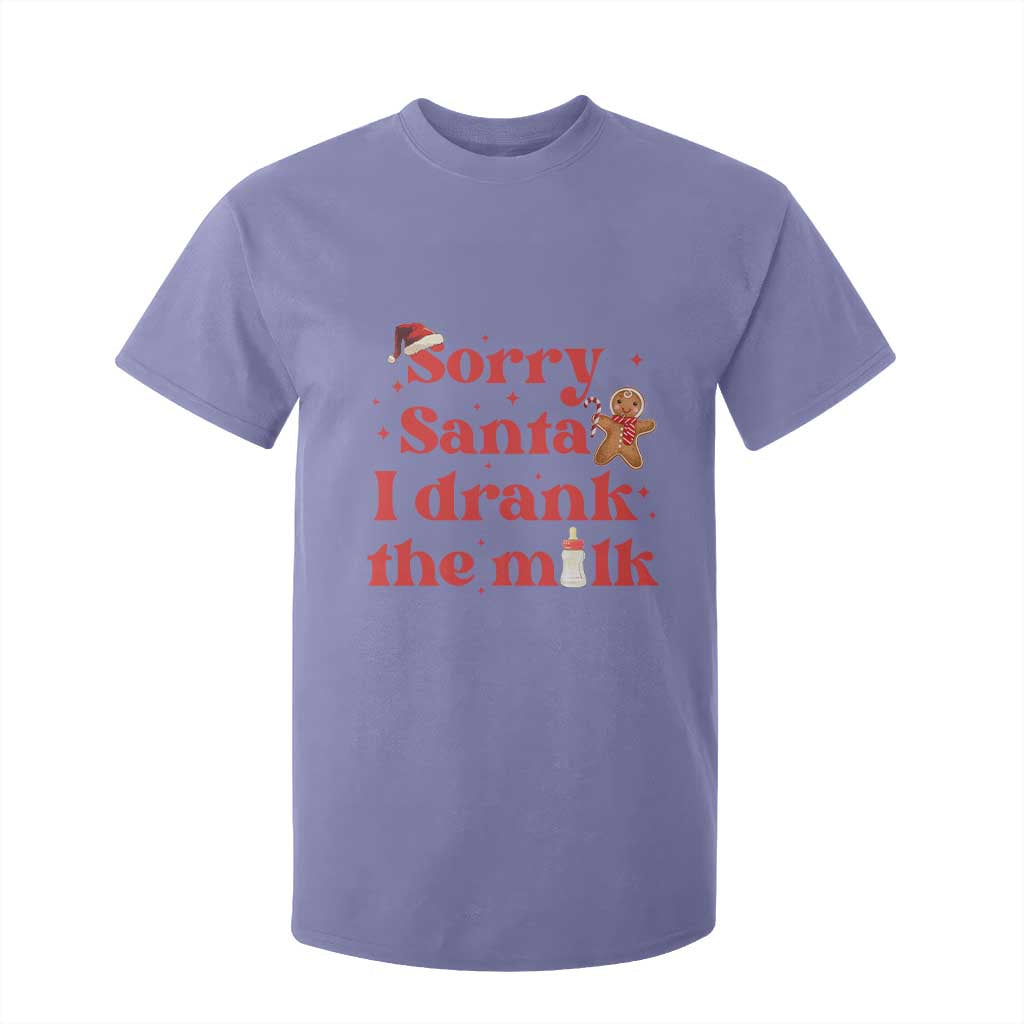 Funny First Christmas T Shirt For Kid Sorry Santa I Drank The Milk Gingerbread TS11 Violet Print Your Wear