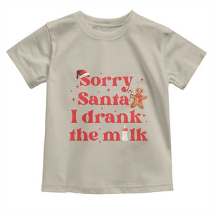 Funny First Christmas Toddler T Shirt Sorry Santa I Drank The Milk Gingerbread TS11 Sand Print Your Wear