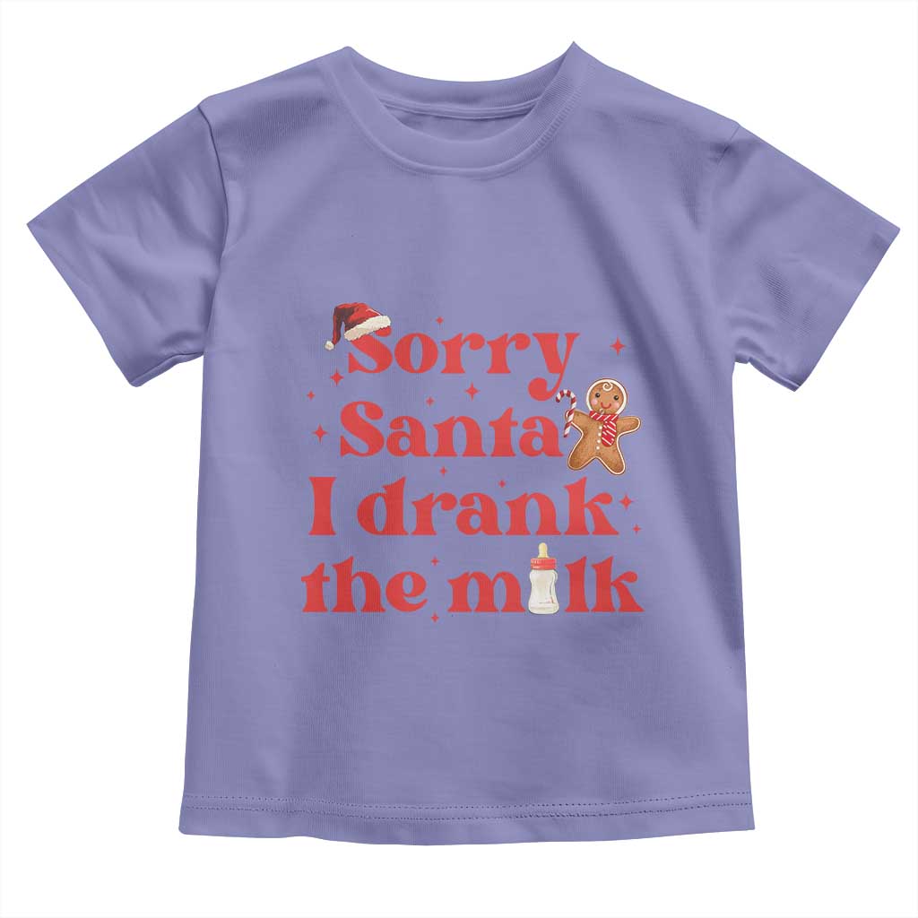 Funny First Christmas Toddler T Shirt Sorry Santa I Drank The Milk Gingerbread TS11 Violet Print Your Wear