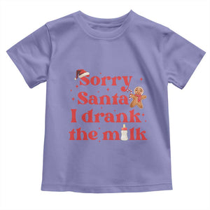 Funny First Christmas Toddler T Shirt Sorry Santa I Drank The Milk Gingerbread TS11 Violet Print Your Wear