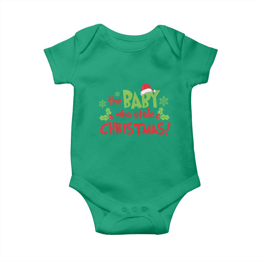 Funny The Baby Who Stole Christmas Baby Onesie First Xmas Santa Hat Mistletoe TS11 Irish Green Print Your Wear