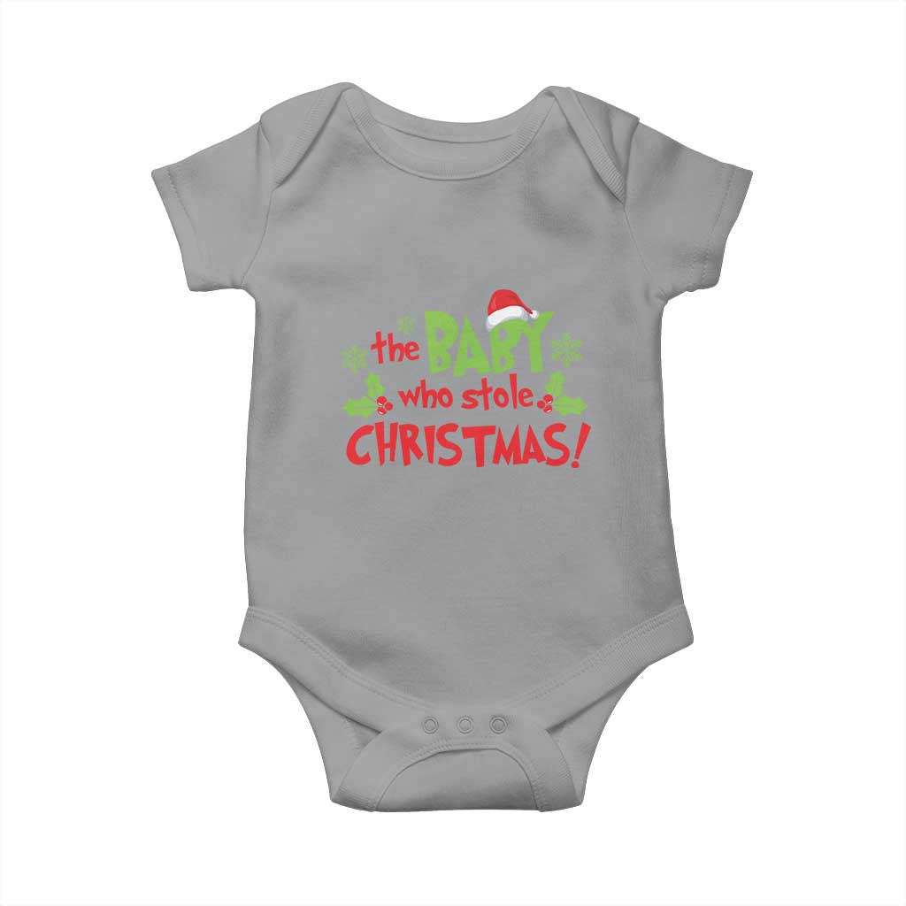 Funny The Baby Who Stole Christmas Baby Onesie First Xmas Santa Hat Mistletoe TS11 Sport Gray Print Your Wear