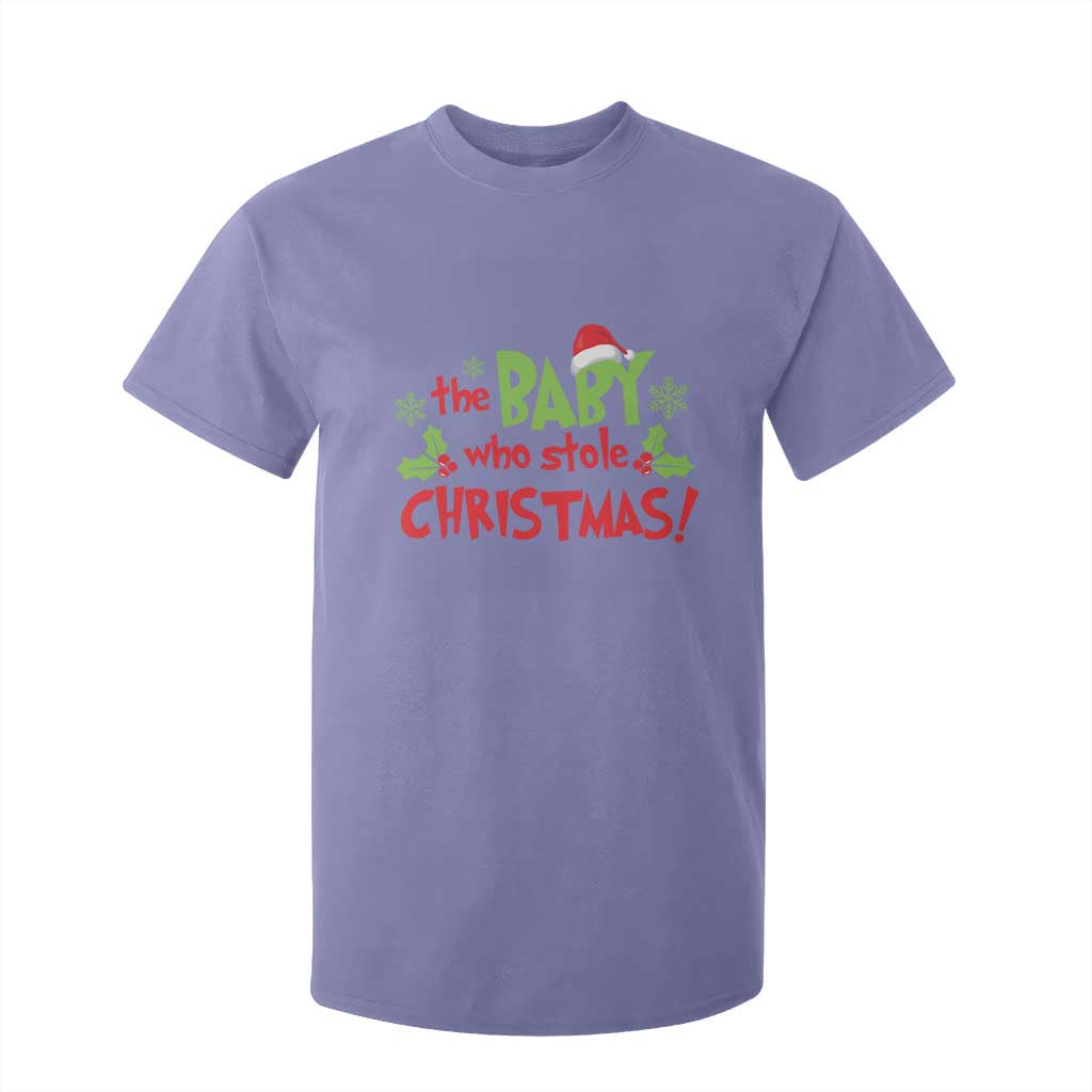 Funny The Baby Who Stole Christmas T Shirt For Kid First Xmas Santa Hat Mistletoe TS11 Violet Print Your Wear