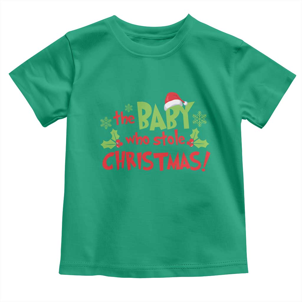 Funny The Baby Who Stole Christmas Toddler T Shirt First Xmas Santa Hat Mistletoe TS11 Irish Green Print Your Wear