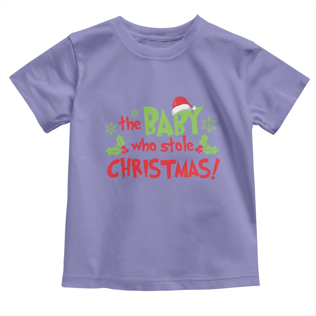 Funny The Baby Who Stole Christmas Toddler T Shirt First Xmas Santa Hat Mistletoe TS11 Violet Print Your Wear