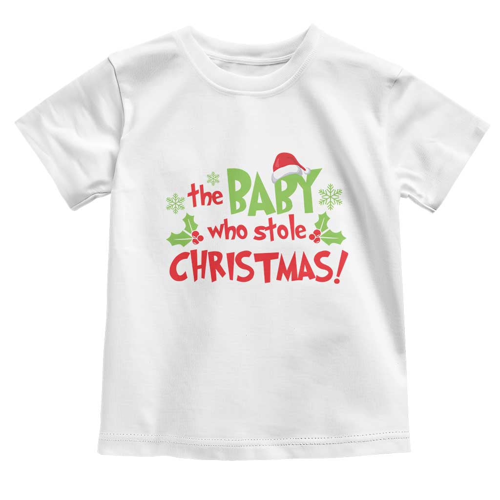 Funny The Baby Who Stole Christmas Toddler T Shirt First Xmas Santa Hat Mistletoe TS11 White Print Your Wear