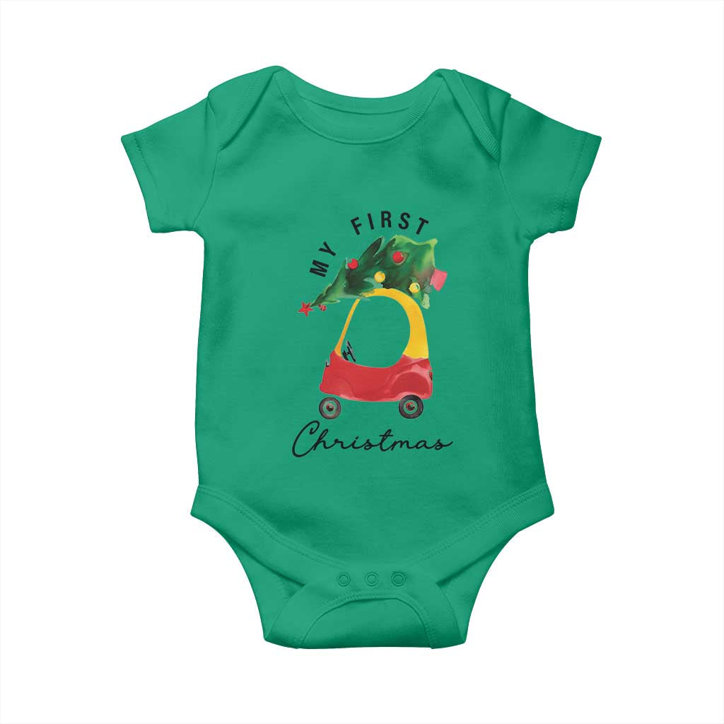 My First Christmas Baby Onesie Toy Car Xmas Tree TS11 Irish Green Print Your Wear