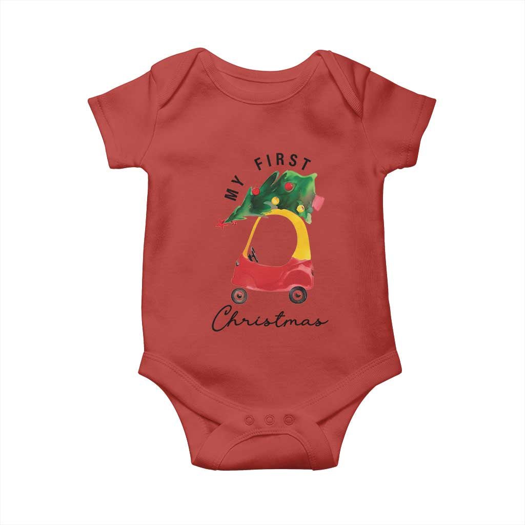 My First Christmas Baby Onesie Toy Car Xmas Tree TS11 Red Print Your Wear