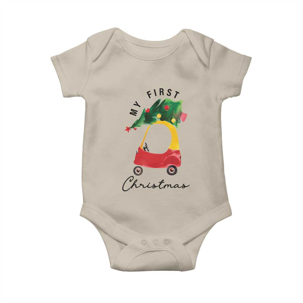 My First Christmas Baby Onesie Toy Car Xmas Tree TS11 Sand Print Your Wear