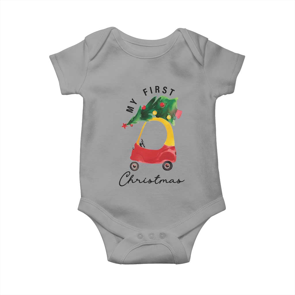 My First Christmas Baby Onesie Toy Car Xmas Tree TS11 Sport Gray Print Your Wear