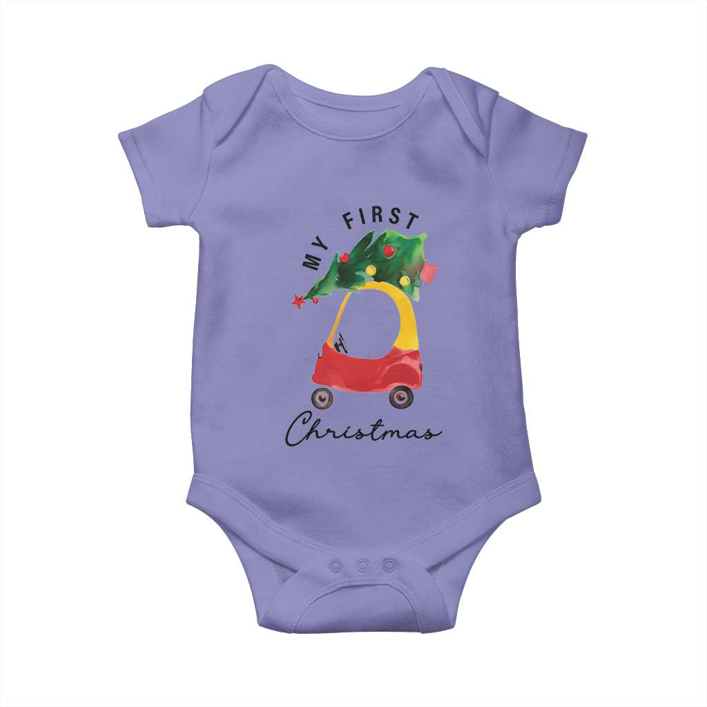 My First Christmas Baby Onesie Toy Car Xmas Tree TS11 Violet Print Your Wear