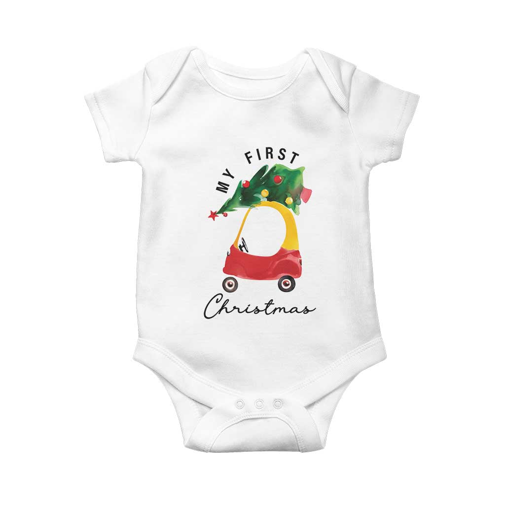 My First Christmas Baby Onesie Toy Car Xmas Tree TS11 White Print Your Wear