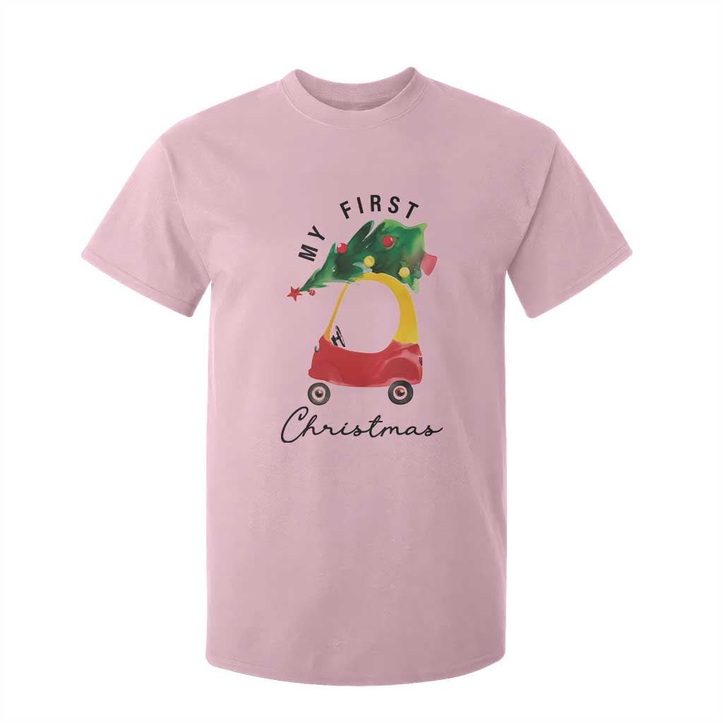 My First Christmas T Shirt For Kid Toy Car Xmas Tree TS11 Light Pink Print Your Wear