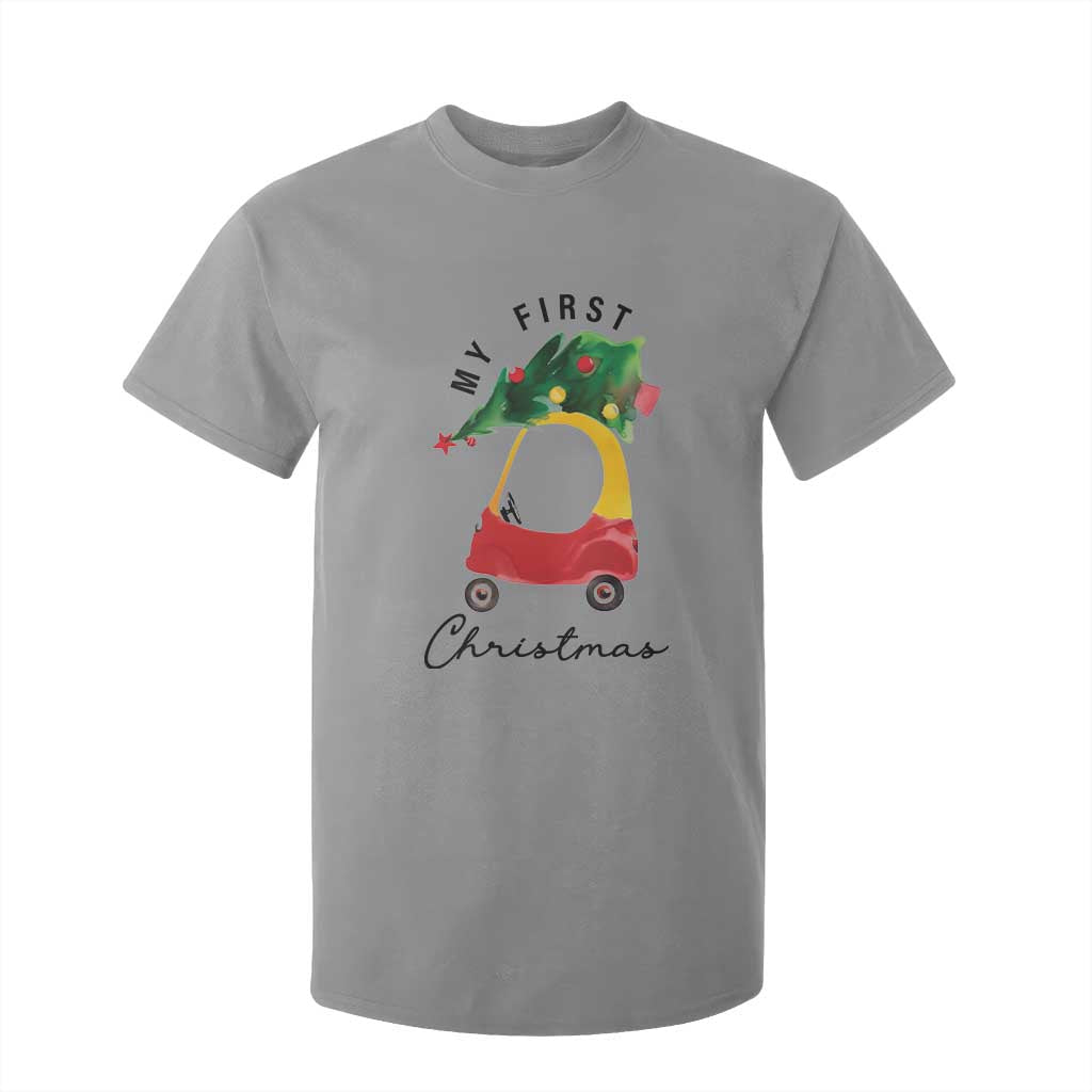 My First Christmas T Shirt For Kid Toy Car Xmas Tree TS11 Sport Gray Print Your Wear