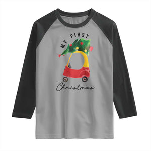 My First Christmas Raglan Shirt Toy Car Xmas Tree TS11 Sport Gray Black Print Your Wear