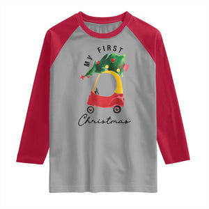 My First Christmas Raglan Shirt Toy Car Xmas Tree TS11 Sport Gray Red Print Your Wear
