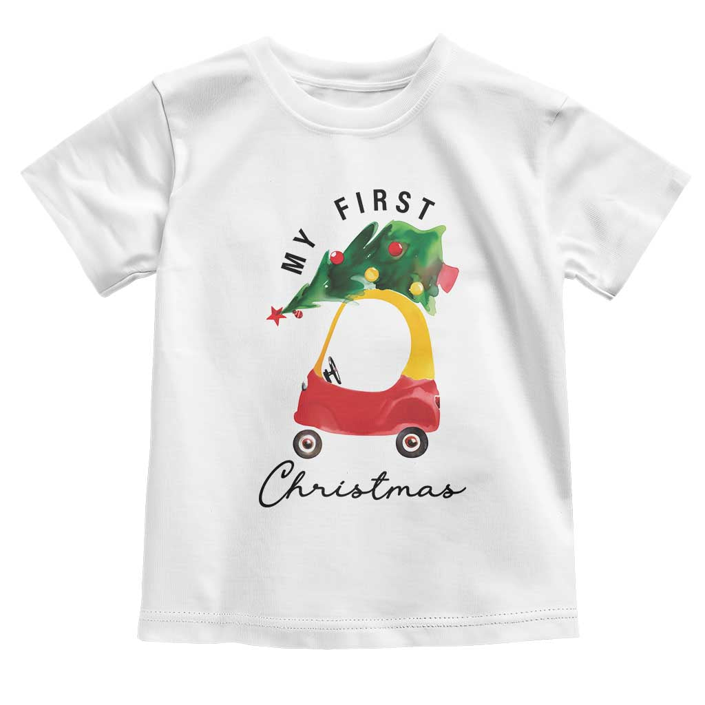 My First Christmas Toddler T Shirt Toy Car Xmas Tree TS11 White Print Your Wear