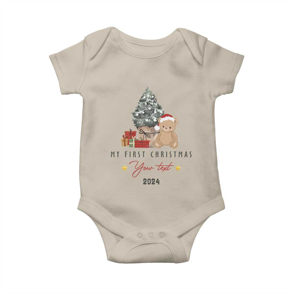 Personalized First Christmas Baby Onesie Custom Name Toys Xmas Tree TS11 Sand Print Your Wear