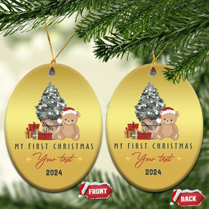 Personalized First Xmas Christmas Ornament Custom Name Toys Xmas Tree TS11 Oval Gold Print Your Wear