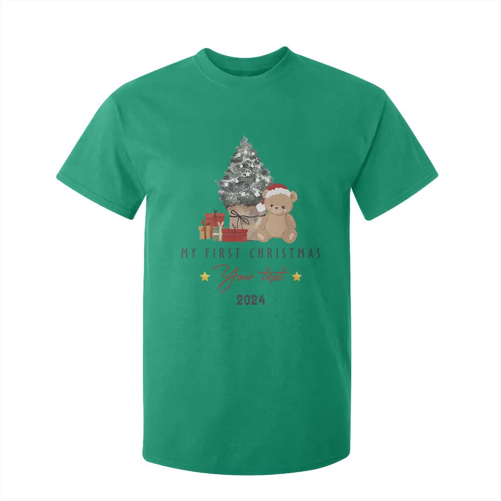 Personalized First Christmas T Shirt For Kid Custom Name Toys Xmas Tree TS11 Irish Green Print Your Wear