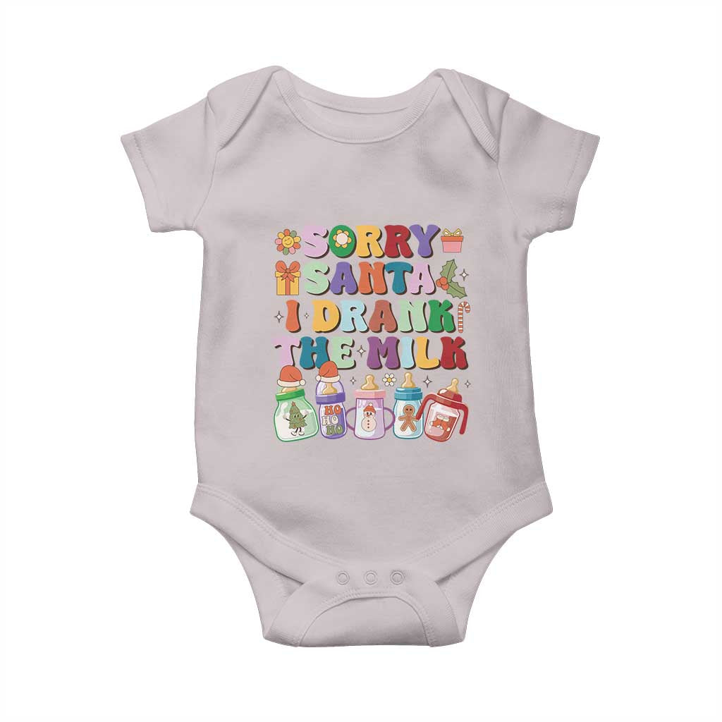 Funny First Christmas Baby Onesie Sorry Santa I Drank The Milk Retro Baby Bottle TS11 Ice Gray Print Your Wear