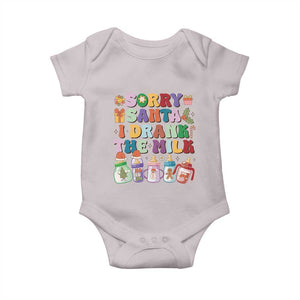 Funny First Christmas Baby Onesie Sorry Santa I Drank The Milk Retro Baby Bottle TS11 Ice Gray Print Your Wear