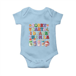Funny First Christmas Baby Onesie Sorry Santa I Drank The Milk Retro Baby Bottle TS11 Light Blue Print Your Wear