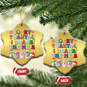 Funny First Xmas Christmas Ornament Sorry Santa I Drank The Milk Retro Baby Bottle TS11 Snow Flake Gold Print Your Wear