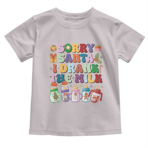 Funny First Christmas Toddler T Shirt Sorry Santa I Drank The Milk Retro Baby Bottle TS11 Ice Gray Print Your Wear