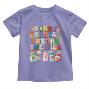 Funny First Christmas Toddler T Shirt Sorry Santa I Drank The Milk Retro Baby Bottle TS11 Violet Print Your Wear