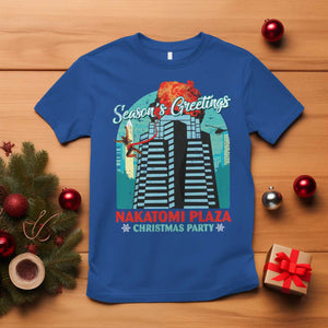 Christmas Nakatomi Plaza T Shirt Season's Greeting Christmas Party Hans Gruber TS11 Royal Blue Print Your Wear
