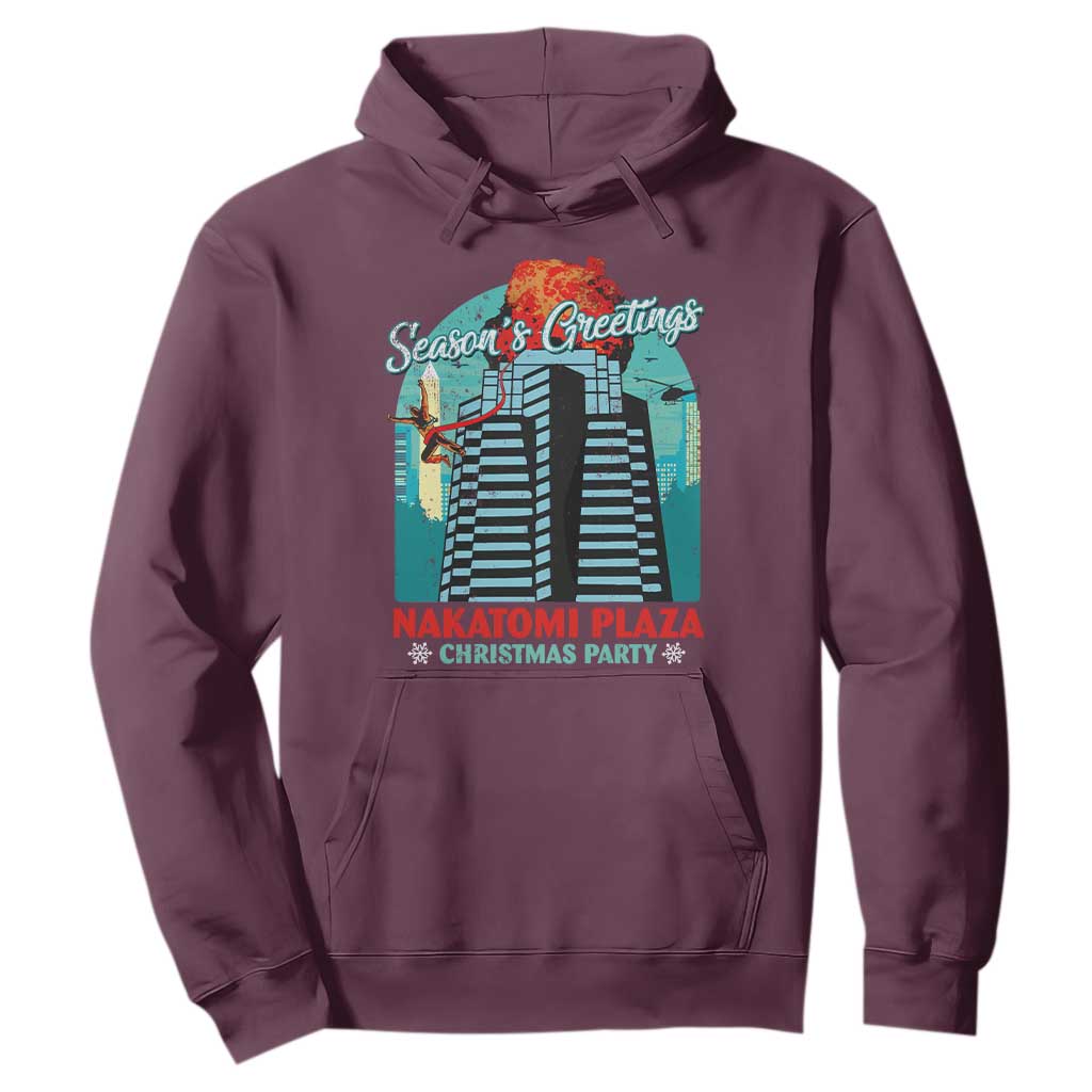 Christmas Nakatomi Plaza Hoodie Season's Greeting Christmas Party Hans Gruber TS11 Maroon Print Your Wear