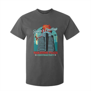 Christmas Nakatomi Plaza T Shirt For Kid Season's Greeting Christmas Party Hans Gruber TS11 Dark Heather Print Your Wear