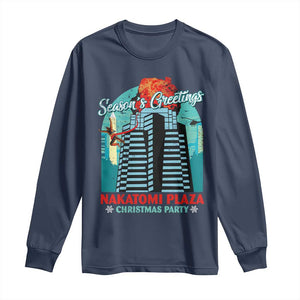 Christmas Nakatomi Plaza Long Sleeve Shirt Season's Greeting Christmas Party Hans Gruber TS11 Navy Print Your Wear