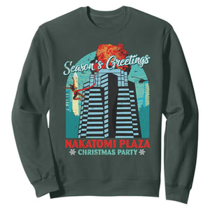 Christmas Nakatomi Plaza Sweatshirt Season's Greeting Christmas Party Hans Gruber TS11 Dark Forest Green Print Your Wear