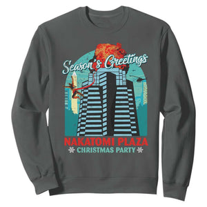 Christmas Nakatomi Plaza Sweatshirt Season's Greeting Christmas Party Hans Gruber TS11 Dark Heather Print Your Wear