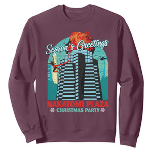Christmas Nakatomi Plaza Sweatshirt Season's Greeting Christmas Party Hans Gruber TS11 Maroon Print Your Wear