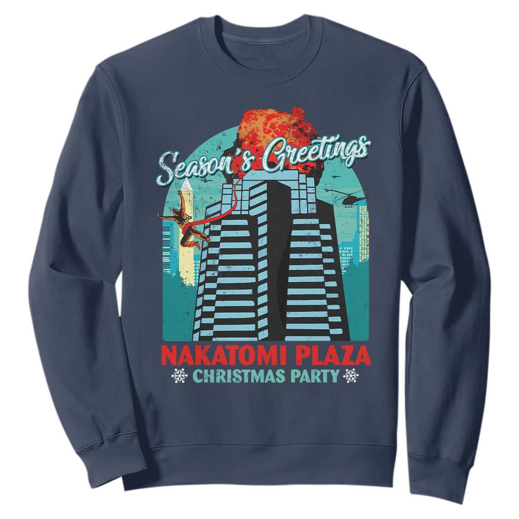 Christmas Nakatomi Plaza Sweatshirt Season's Greeting Christmas Party Hans Gruber TS11 Navy Print Your Wear