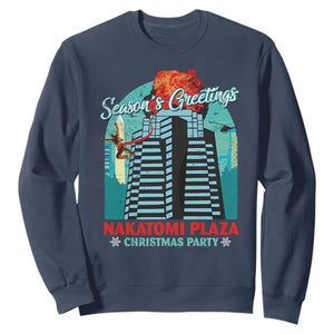 Christmas Nakatomi Plaza Sweatshirt Season's Greeting Christmas Party Hans Gruber TS11 Navy Print Your Wear