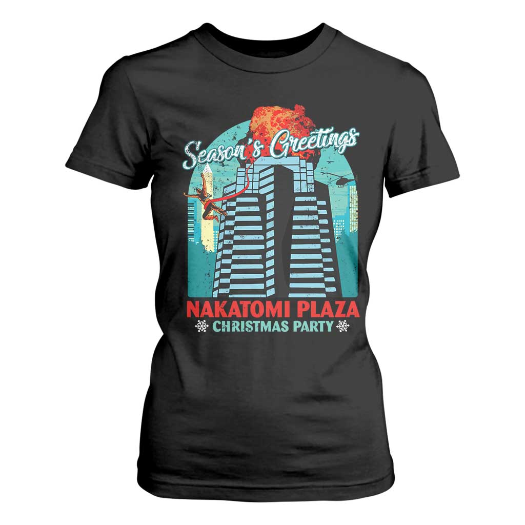 Christmas Nakatomi Plaza T Shirt For Women Season's Greeting Christmas Party Hans Gruber TS11 Black Print Your Wear