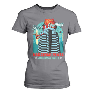 Christmas Nakatomi Plaza T Shirt For Women Season's Greeting Christmas Party Hans Gruber TS11 Charcoal Print Your Wear