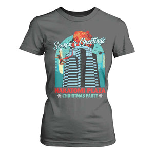 Christmas Nakatomi Plaza T Shirt For Women Season's Greeting Christmas Party Hans Gruber TS11 Dark Heather Print Your Wear
