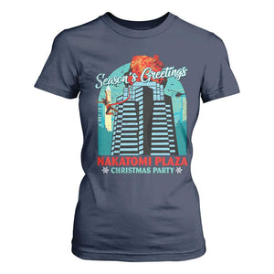 Christmas Nakatomi Plaza T Shirt For Women Season's Greeting Christmas Party Hans Gruber TS11 Navy Print Your Wear